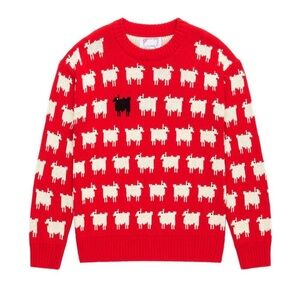 Rowing Blazers x Warm & Wonderful Red “Diana” Sheep Sweater, 100% Wool